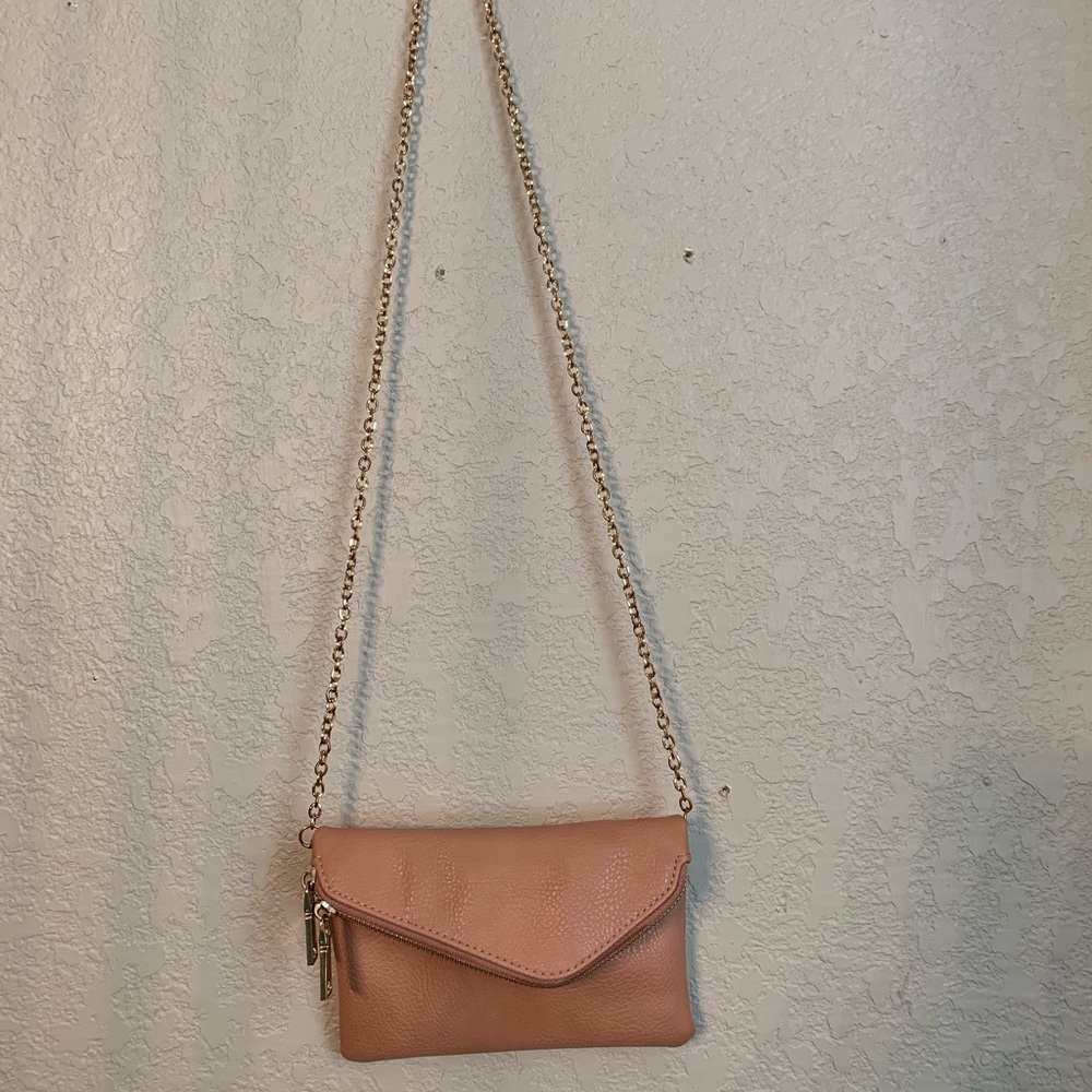Salmon pink cross body purse
